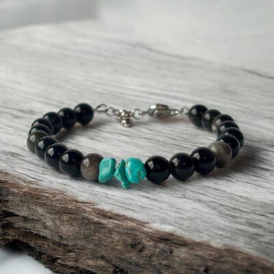 Obsidian & Turquoise Howlite Bracelet