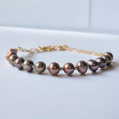 Freshwater Pearl and Gold Chain Bracelet